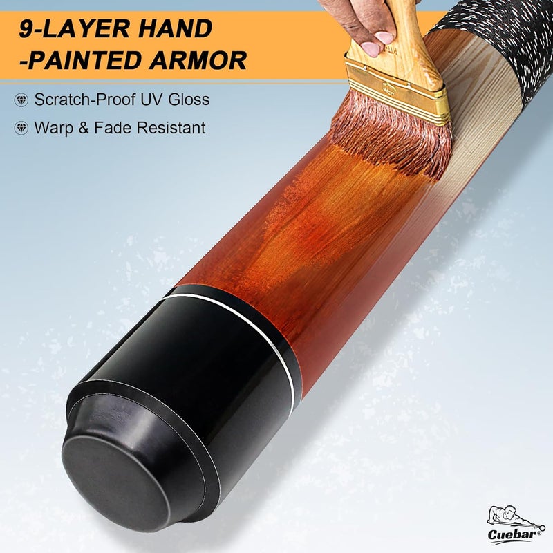 CUEBAR Pool Stick for Adults - 58" 2-Piece Maple Billiard Cue with 13mm Tip & Linen Grip - Choose from 8 Colors & 4 Weights (18-21oz) - Perfect for Home Bar or Game Room - Image 3